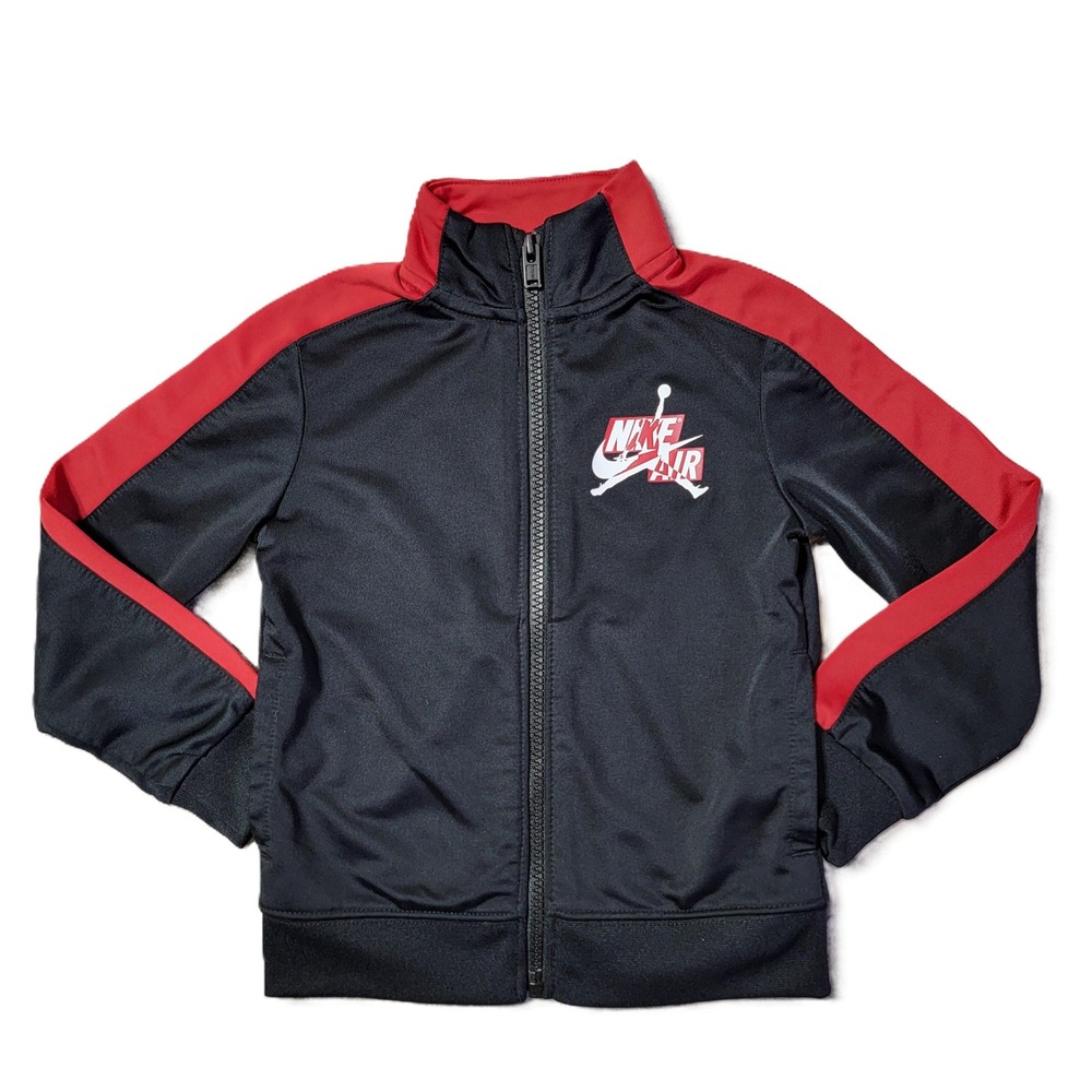 Kids Jordan Track Jacket Black Red Zip Up Athletic Sportswear Size 3T